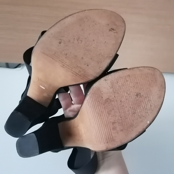Stuart Weitzman Black Suede Elastic Criss Cross Strap Block Heel Sandals 5.5 - Picture 12 of 17